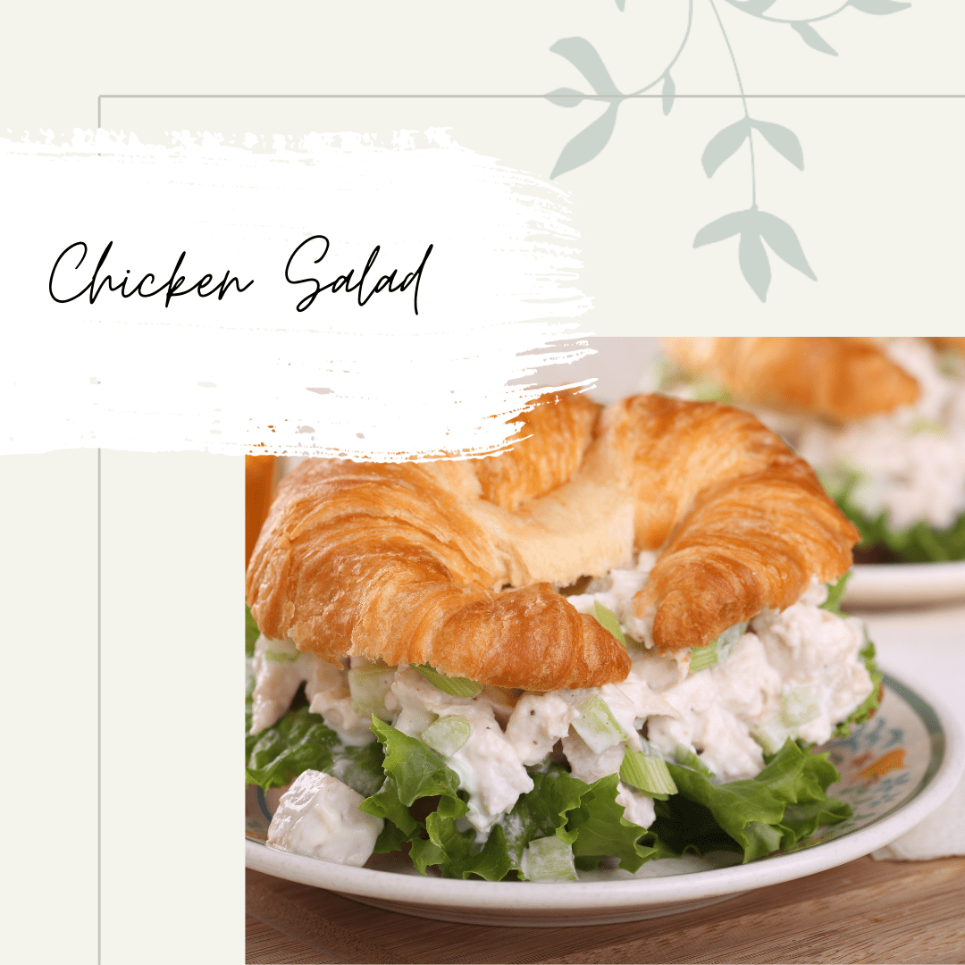 MAKE YOUR OWN CHICKEN SALAD OR PICK SOME UP AT THE STORE, THIS IS BY FAR THE EASIEST SANDWICH TO ASSEMBLE. SWITCH IT UP AND TRY ONE IN A LETTUCE CUP.