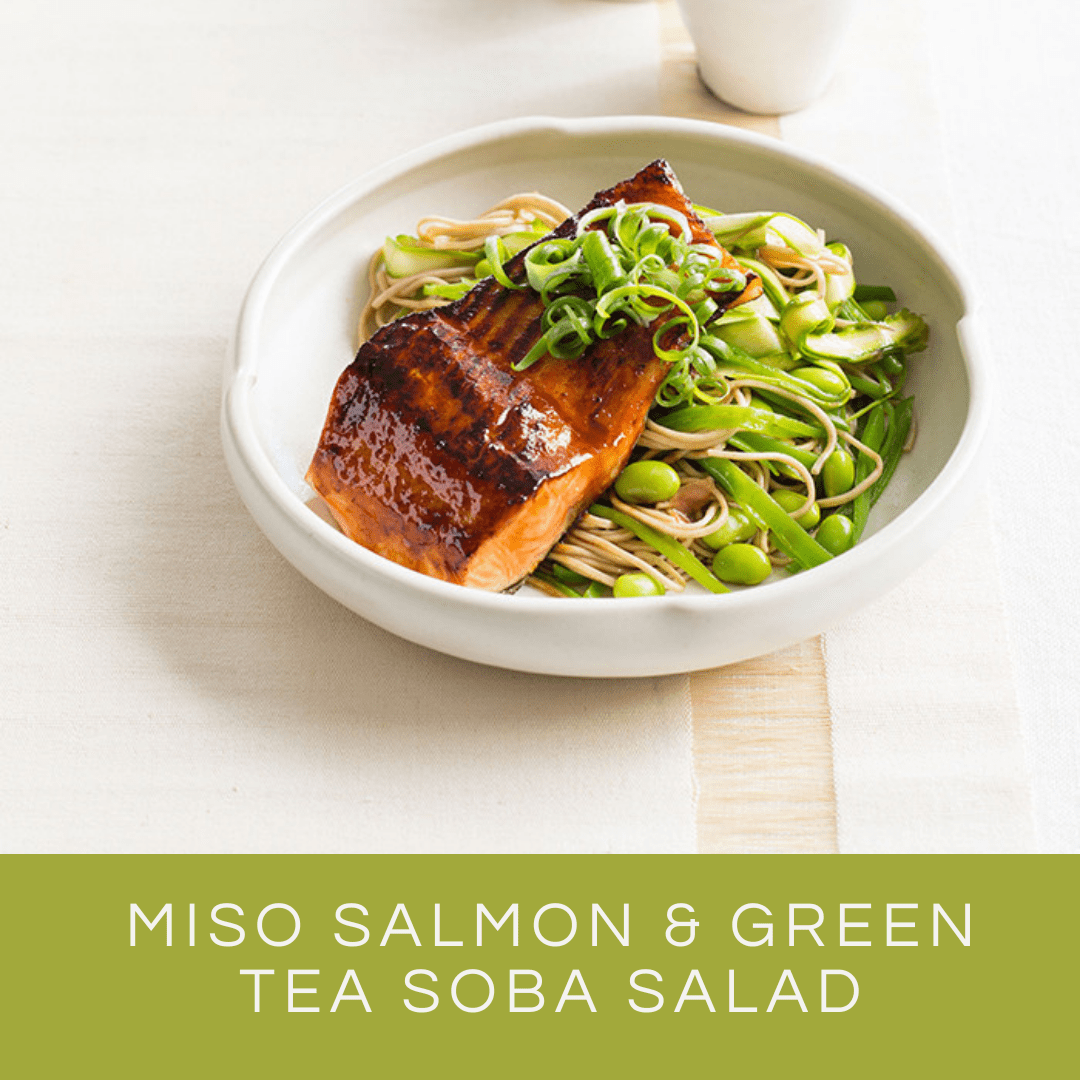 Miso Salmon with Green Tea Noodle Salad