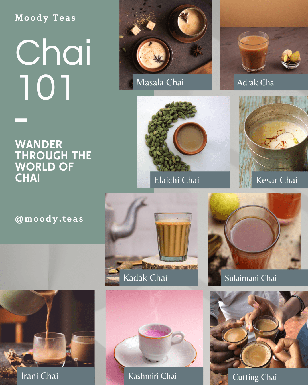 Wander through the world of chai, learning about 9 different types of chai popular across India and the middle east.